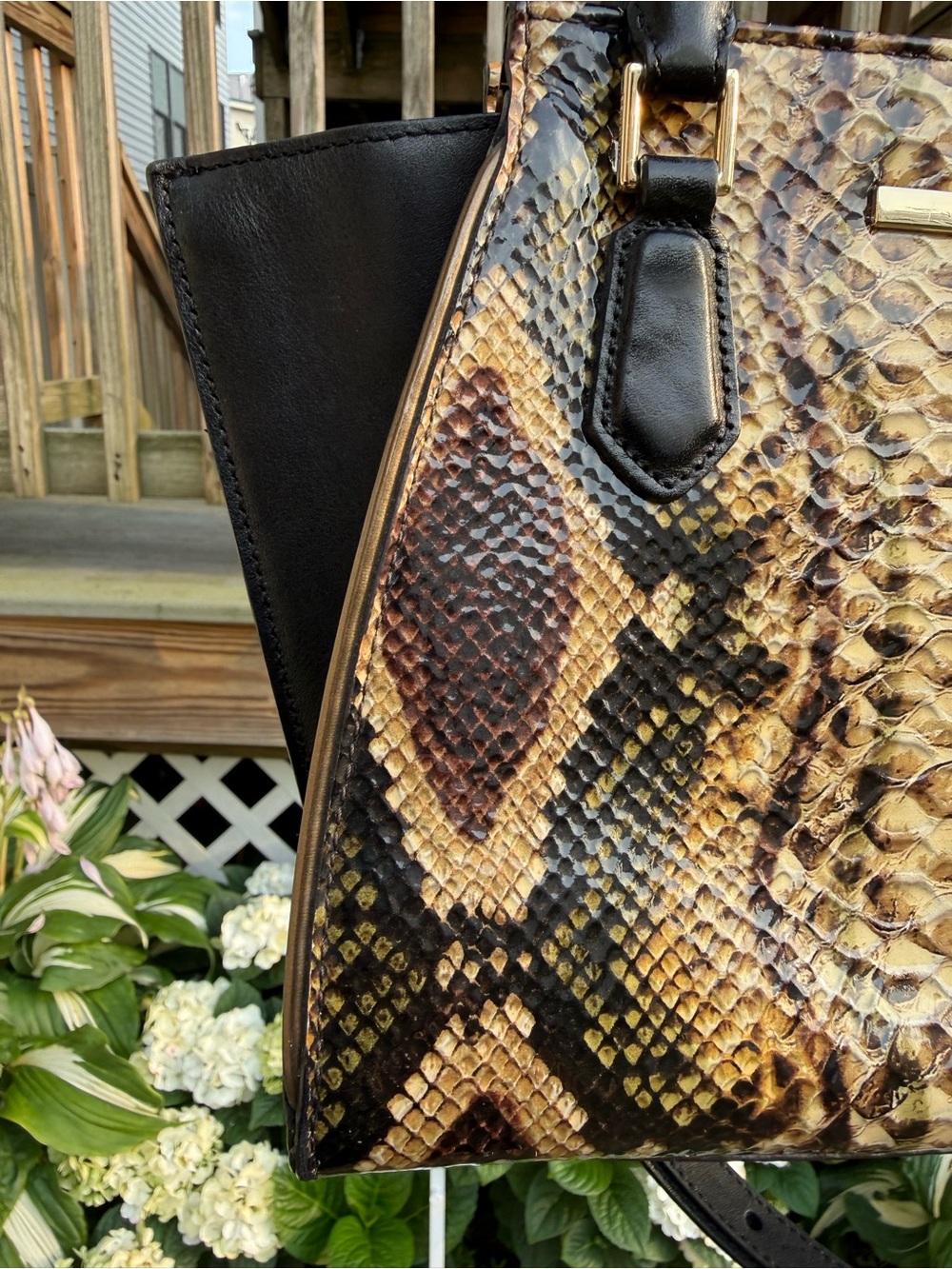 Brahmin Mini Priscilla Crossbody Satchel Python Travertine Ballington Melbourne - Picture 9 of 16